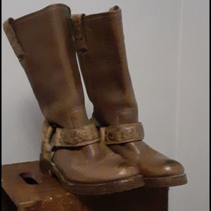 Frye pull on moto boots